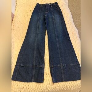 Free People - We the Free Wide Leg Dark Wash Jeans